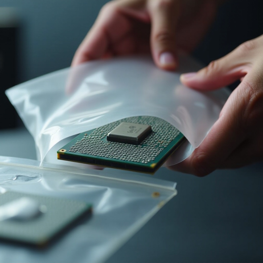cómo enviar una CPU con una bolsa antiestática